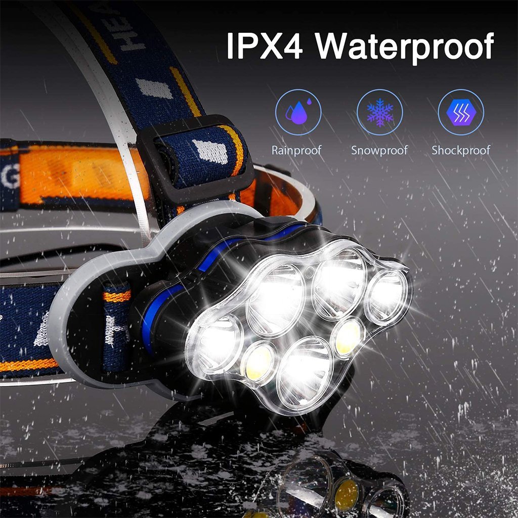 7 LED waterproof rechargeable headlamp - SkyGenius Online
