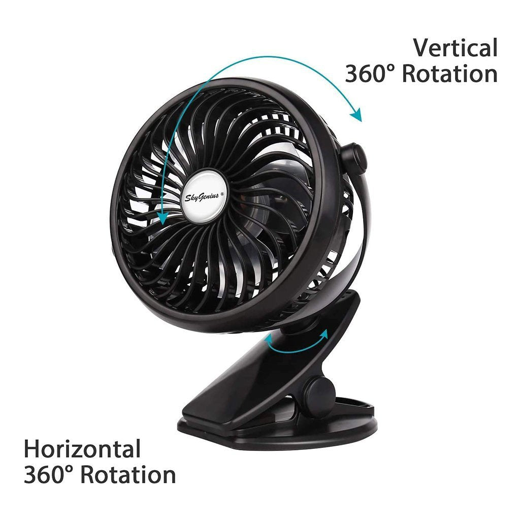 Battery operated clip on desk fan with hanging hook - SkyGenius Online