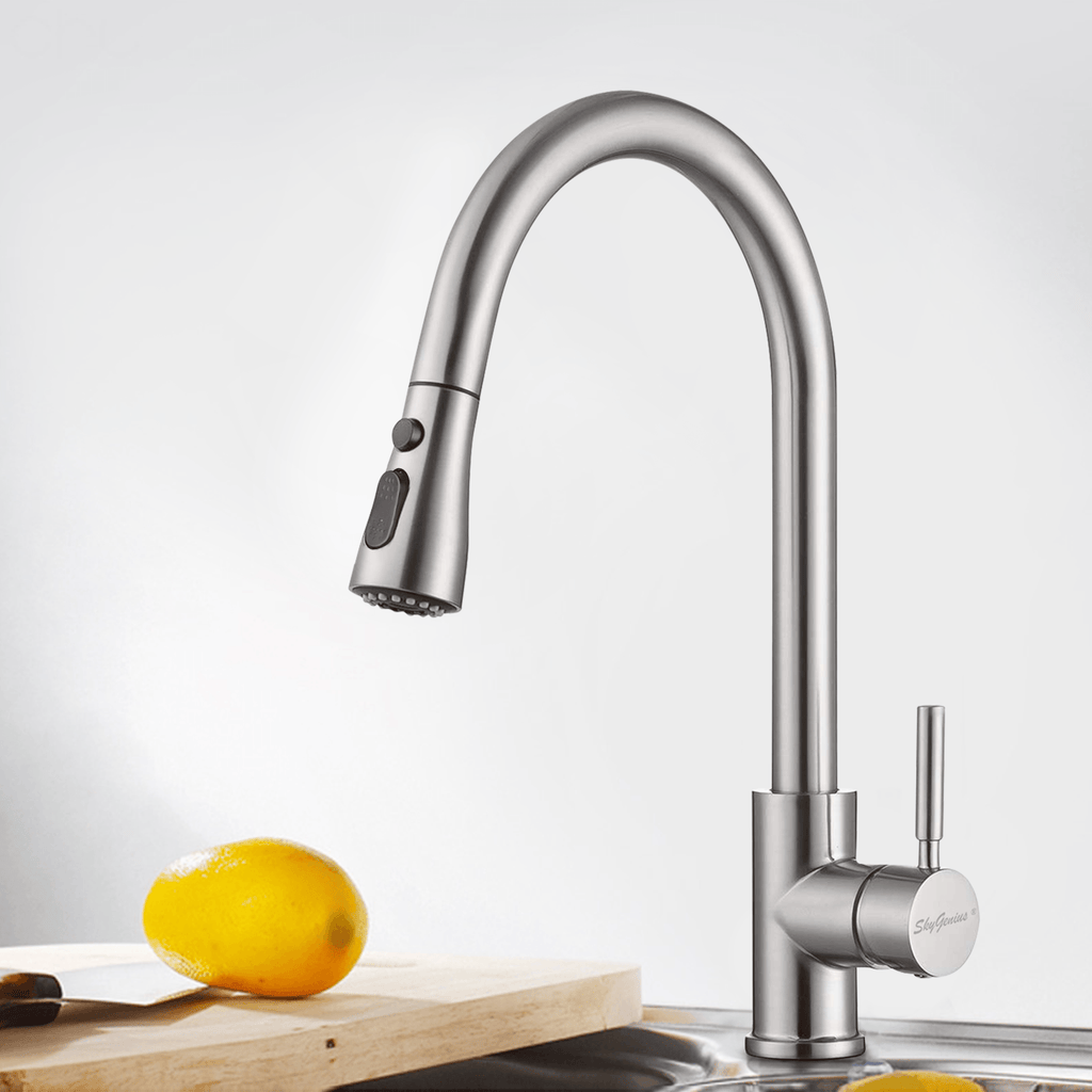 SkyGenius single handle stainless steel pull down kitchen faucet (brushed  nickel)